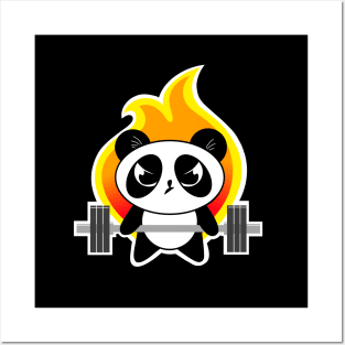 Panda fitness, gym girl, weightlifting panda Posters and Art